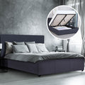 Milano Luxury Gas Lift Bed Frame And Headboard / Queen - Dark Grey