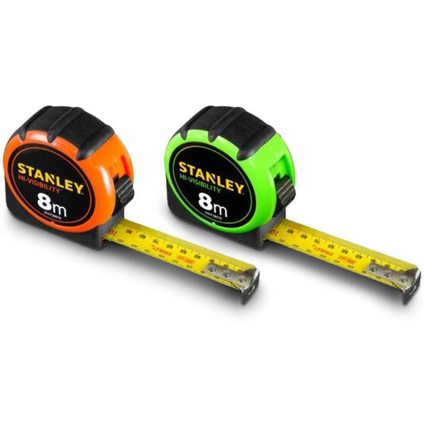 Stanley Hi-Vis Tape Measure 8m Orange/Green