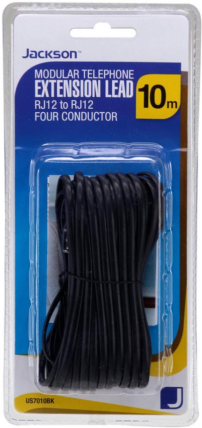 Jackson Modular Telephone Extension Lead 10m (Black)