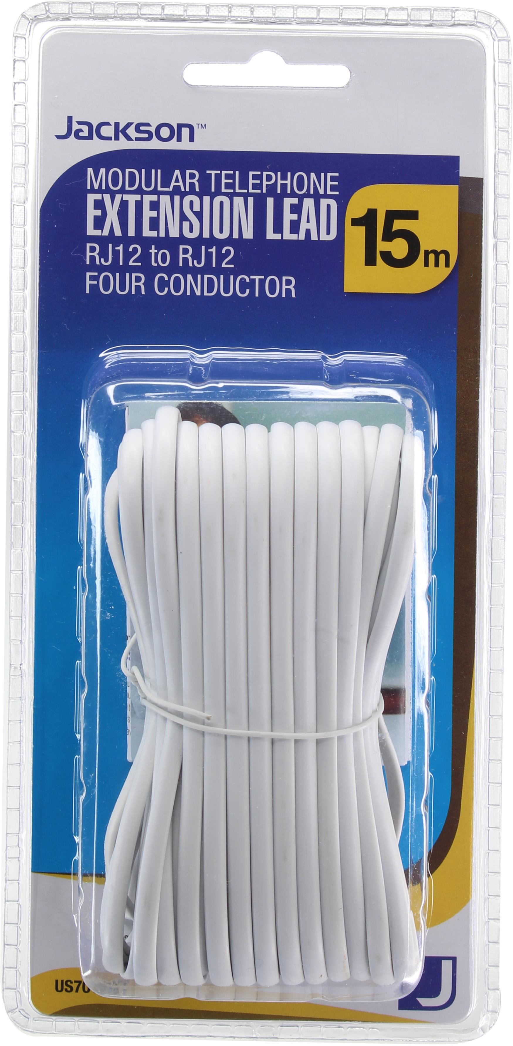 Jackson Modular Telephone Extension Lead 15m (White)