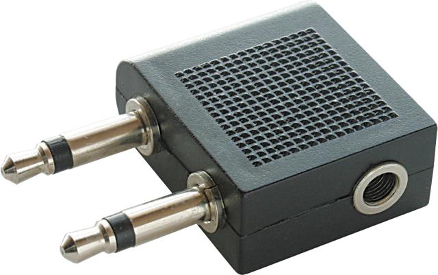 Connexia 2 x 3.5mm Mono to 3.5mm Stereo Socket Airline Adaptor