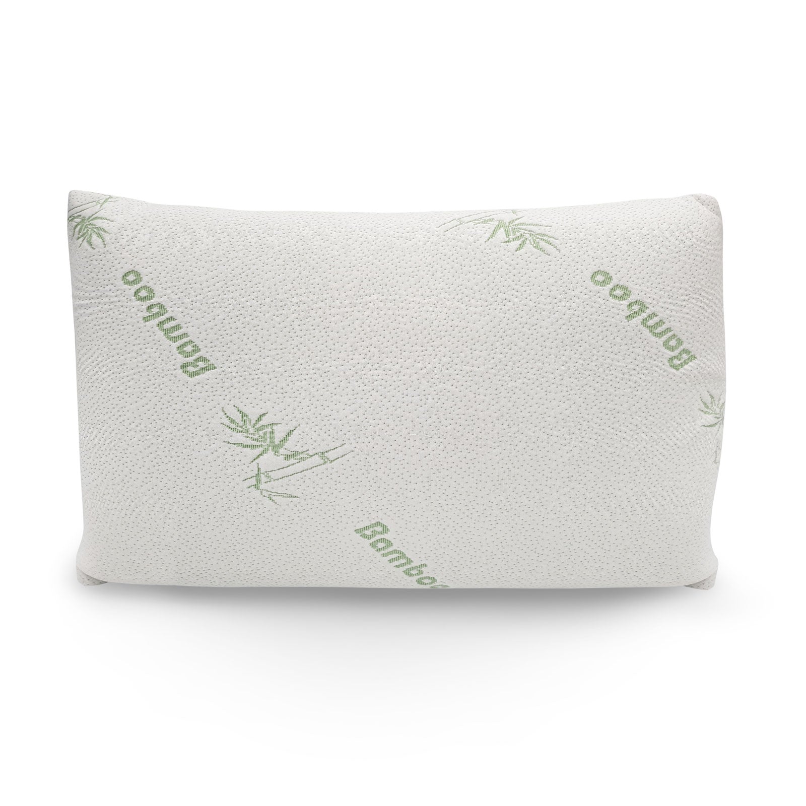 Memory Foam Pillow Bamboo Covered Ultra Soft Hypoallergenic / 56 x 36 x 10 cm - White, Green