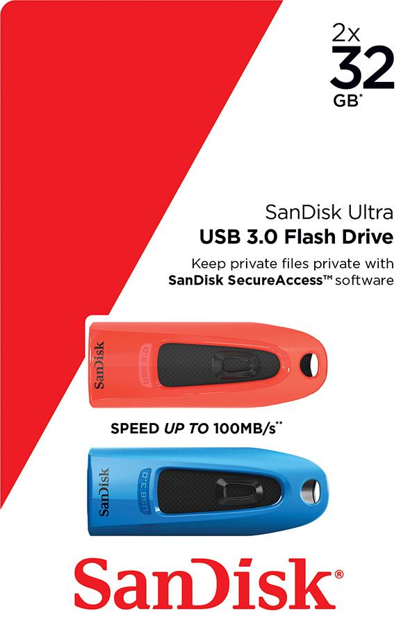 SanDisk Ultra USB 3.0 32GB Flash Drive (2-Pack)