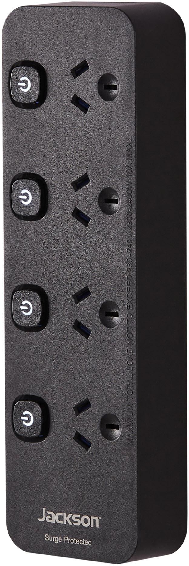 Jackson Surge Protected Board w/ 4 x Individual Switch Power Socket Outlets