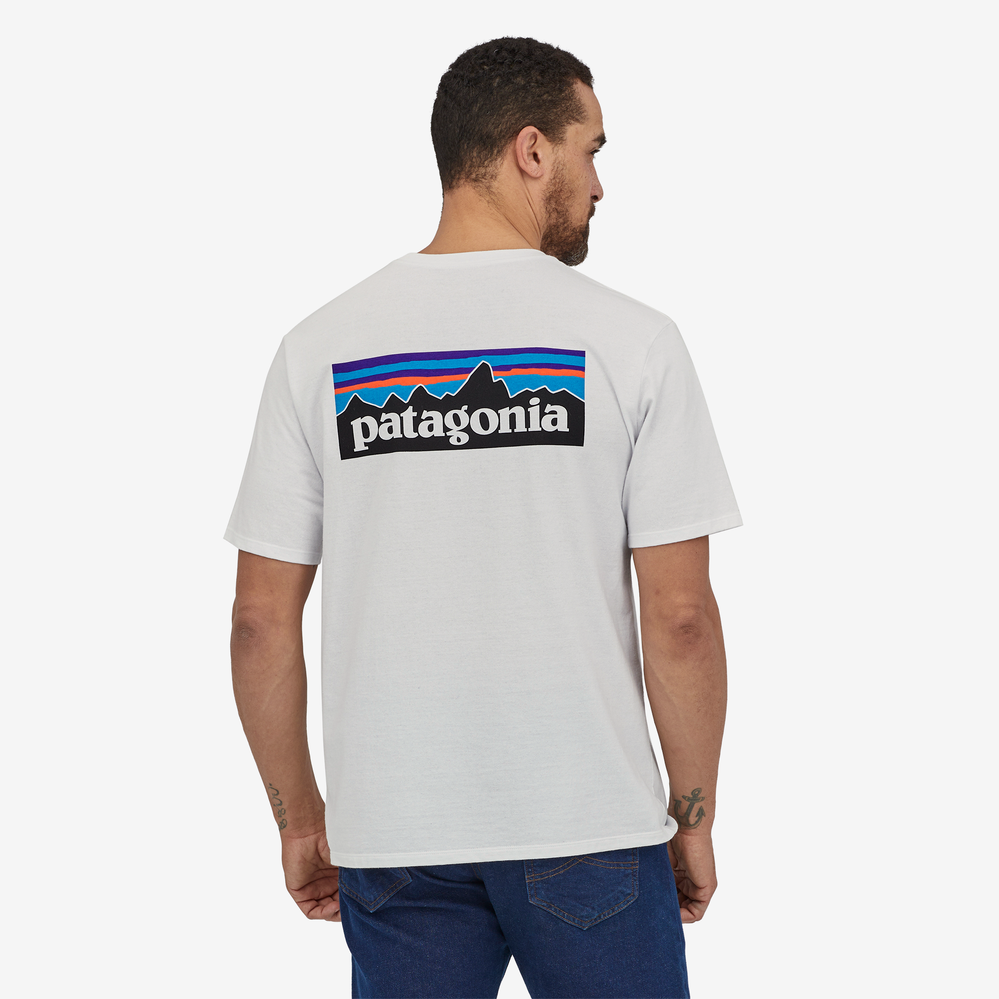 Patagonia Mens's P-6 Logo Responsibili-Tee - White - XS