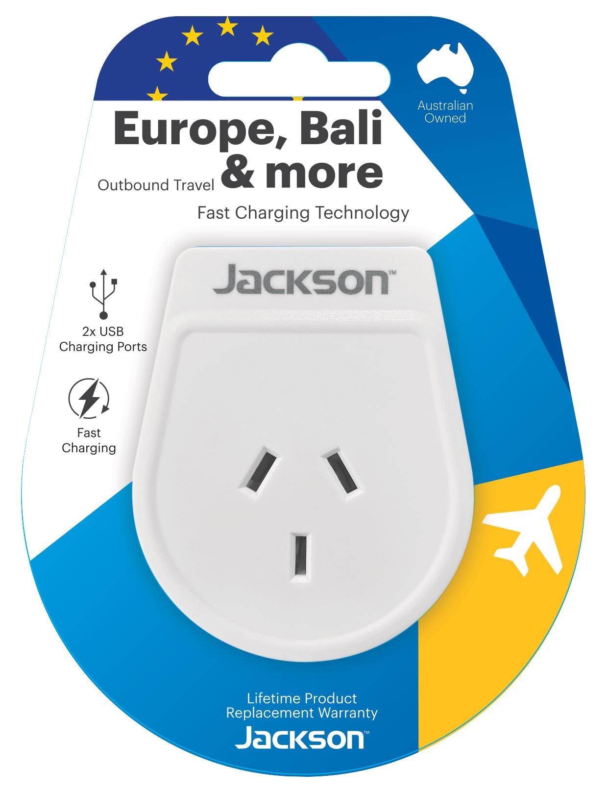 Jackson Outbound Travel Adaptor USB-A (EU+Bali+more)