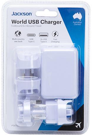 Jackson Worldwide Travel Adaptor USB with Rapidcharge (Multinational)