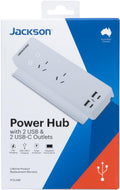 Jackson Surge Protected Hub Board w/ 2 x Power Socket. 2 x USB-C & 2 X USB-A Outlets