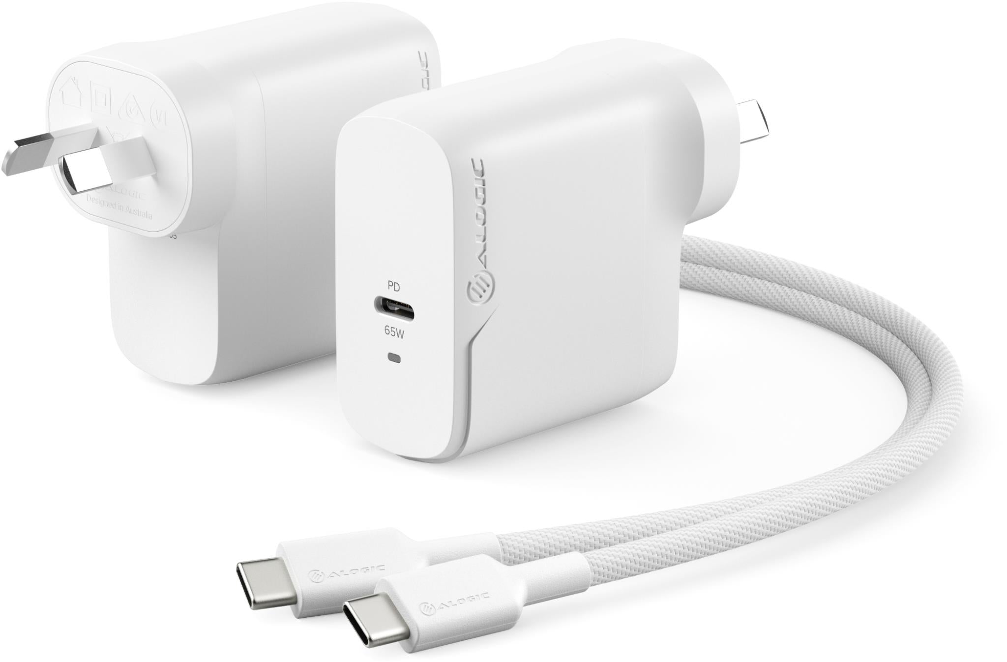 ALOGIC Rapid Power 65W GaN Wall Charger w/ 65W USB-C Charging Cable