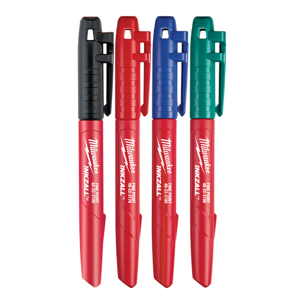 Milwaukee INKZALL Marker Coloured Fine 4 Pack