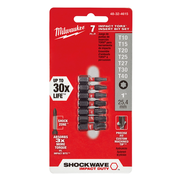 Milwaukee SHOCKWAVE Insert Bit TORX 7 Piece