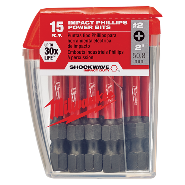 Milwaukee SHOCKWAVE Power Bit PH2 50mm 15 Pack
