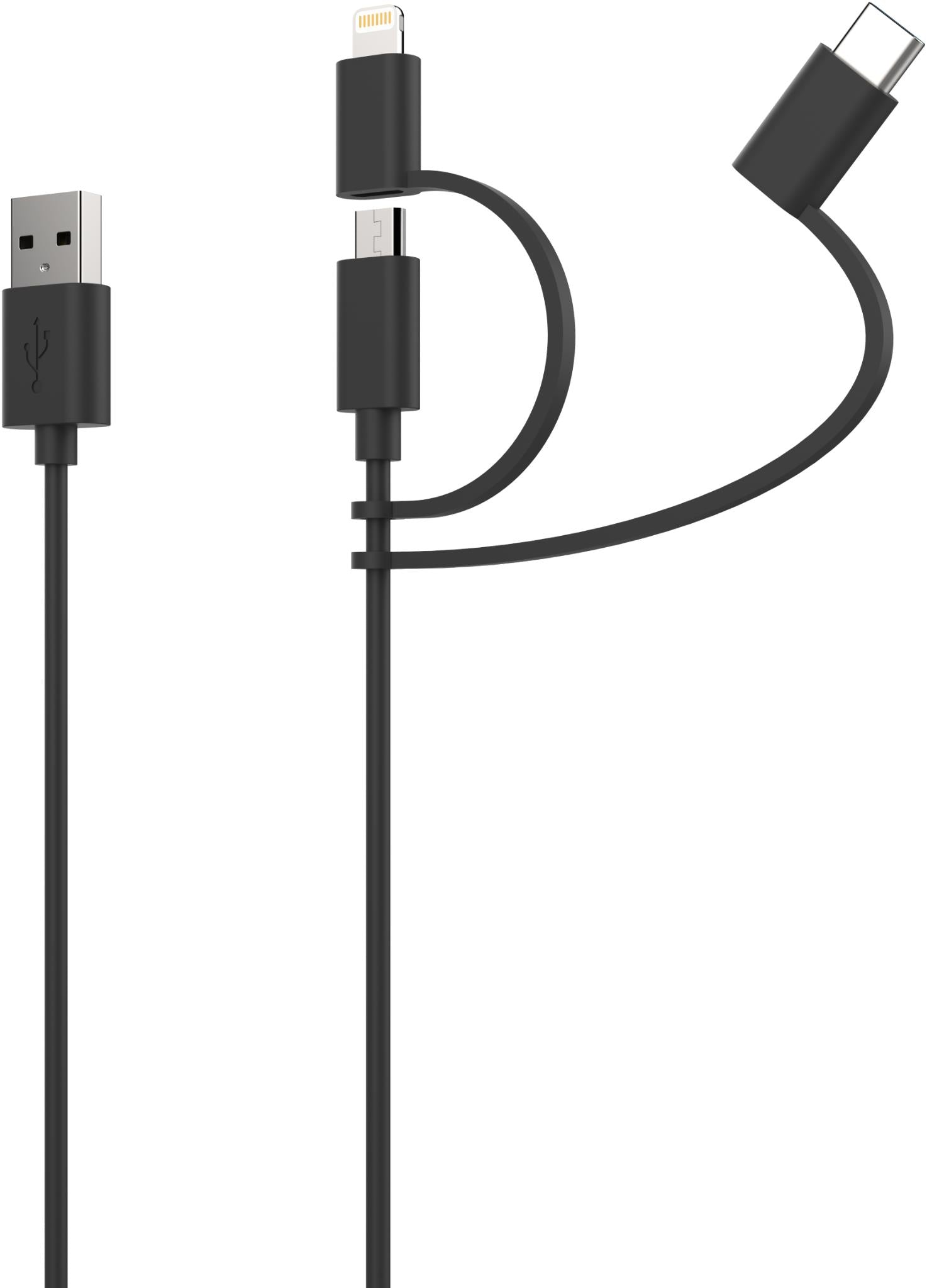 Cygnett Charge & Connect 3-in-1 Cable 1.2m (Black)