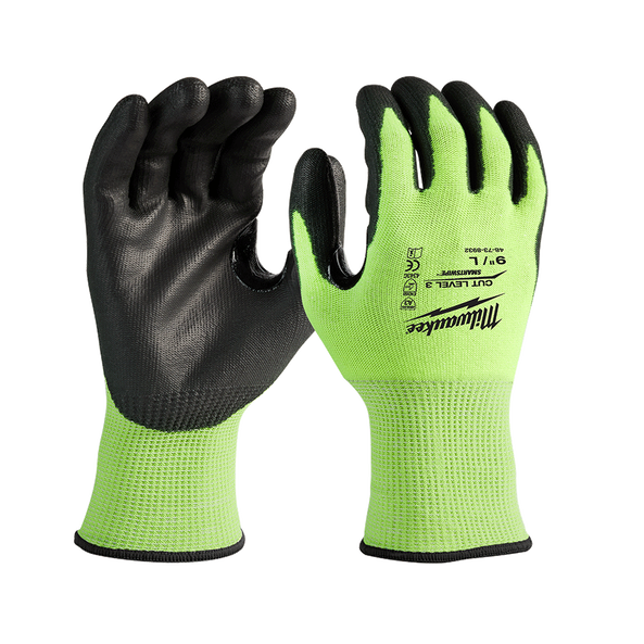 Milwaukee PU Dipped Glove Hi-Vis Cut 3(C) Large