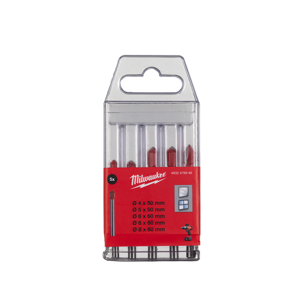 Milwaukee Glass and Tile Drill Bit 5Pce Set