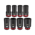 Mil. 8pce Shockwave 3/4dr Metric Deep Socket Set