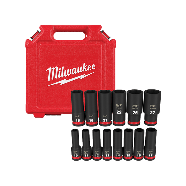 MilwaukeeImpactSocketDeep 1/2" 14Pce MetricSet