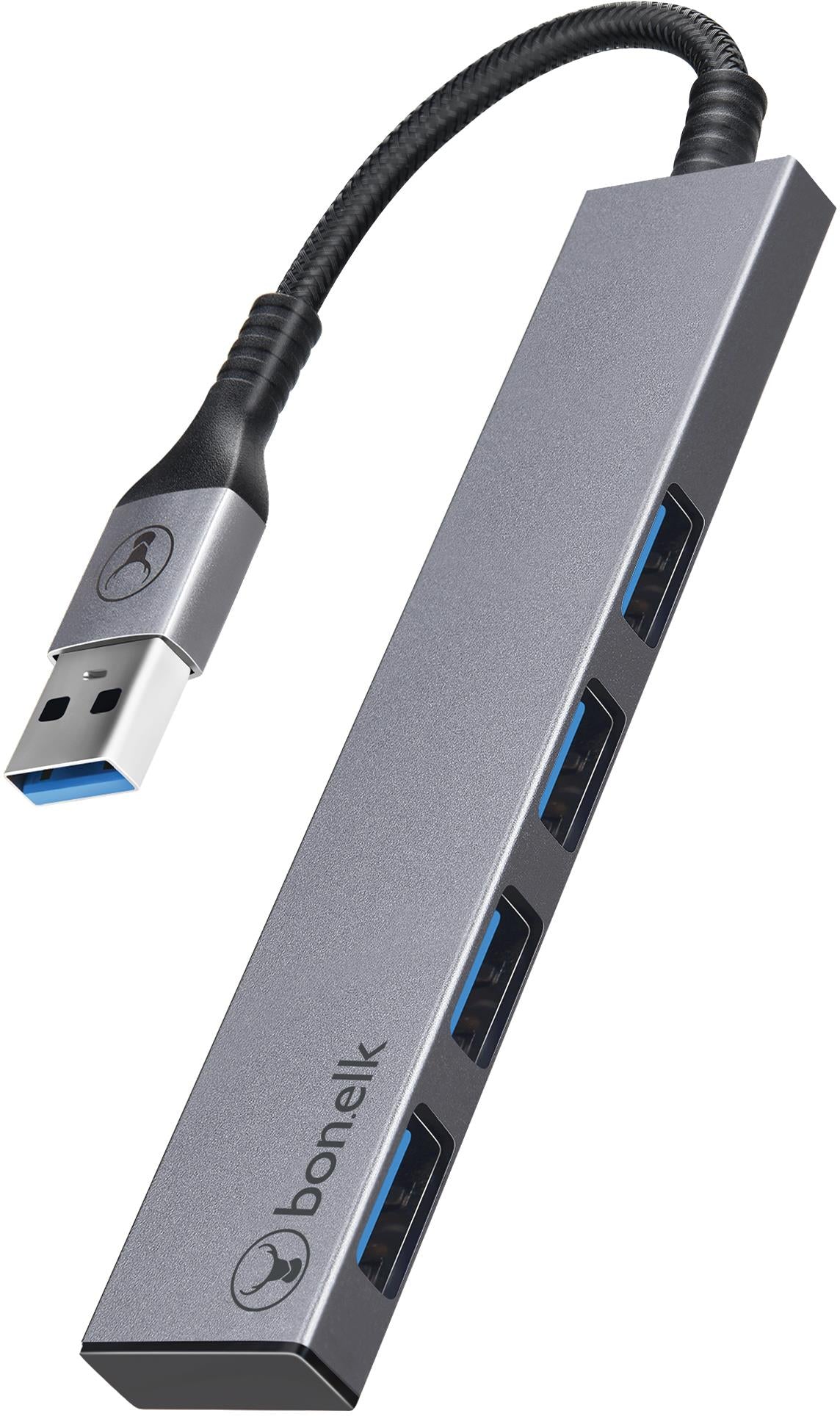 Bonelk Long-Life Slim 4 Port USB-A 3.0 Hub (Space Grey)