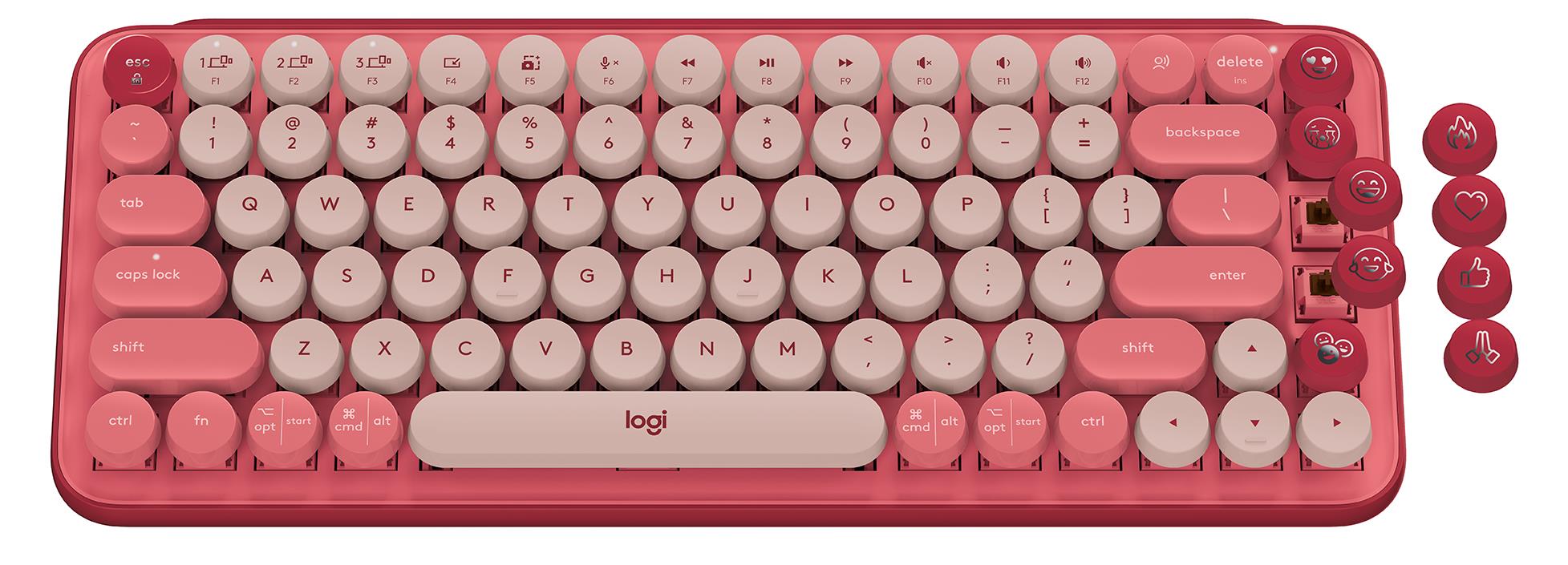 Logitech POP Keys Wireless Mechanical Keyboard with Emoji Keys (Heartbreaker Rose)