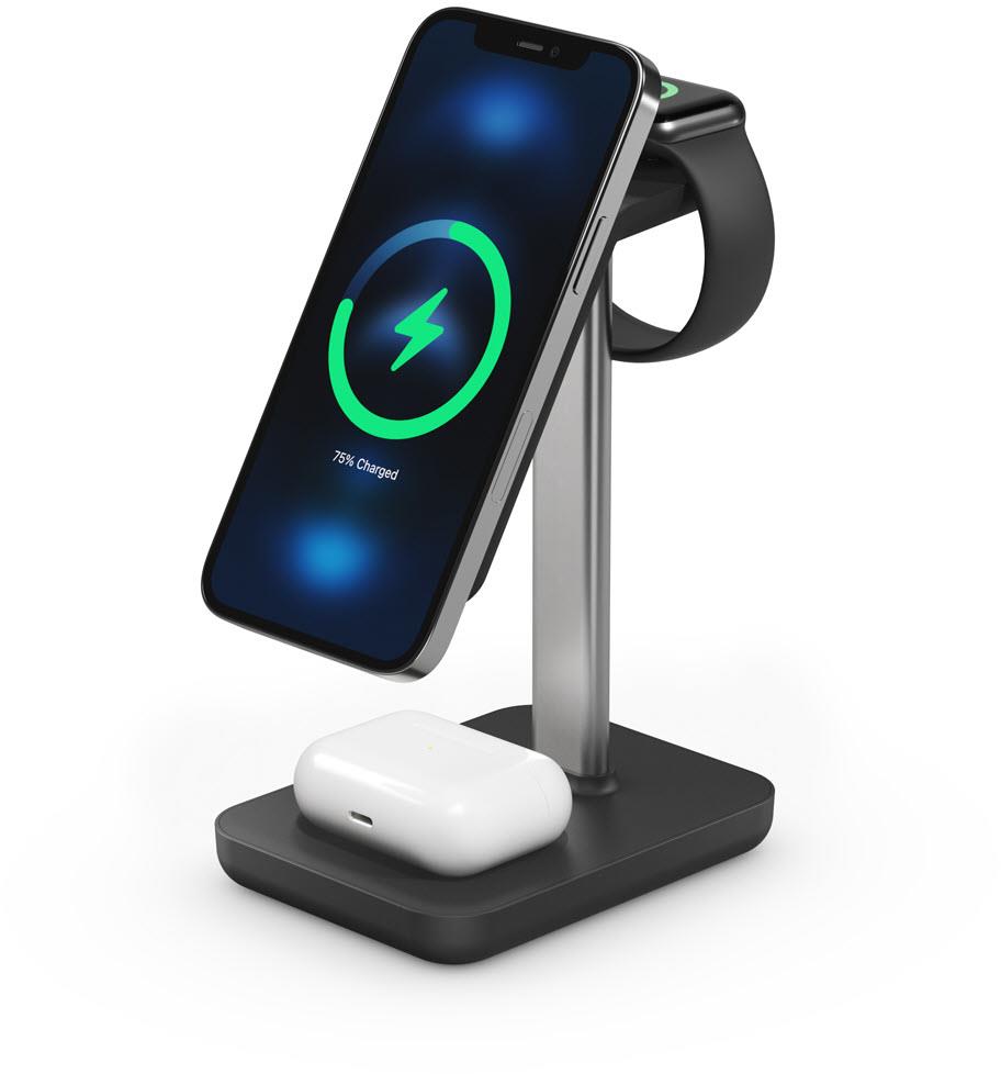 Journey MagSafe Compatible 3-in-1 Wireless Charging Stand Bundle (Black)