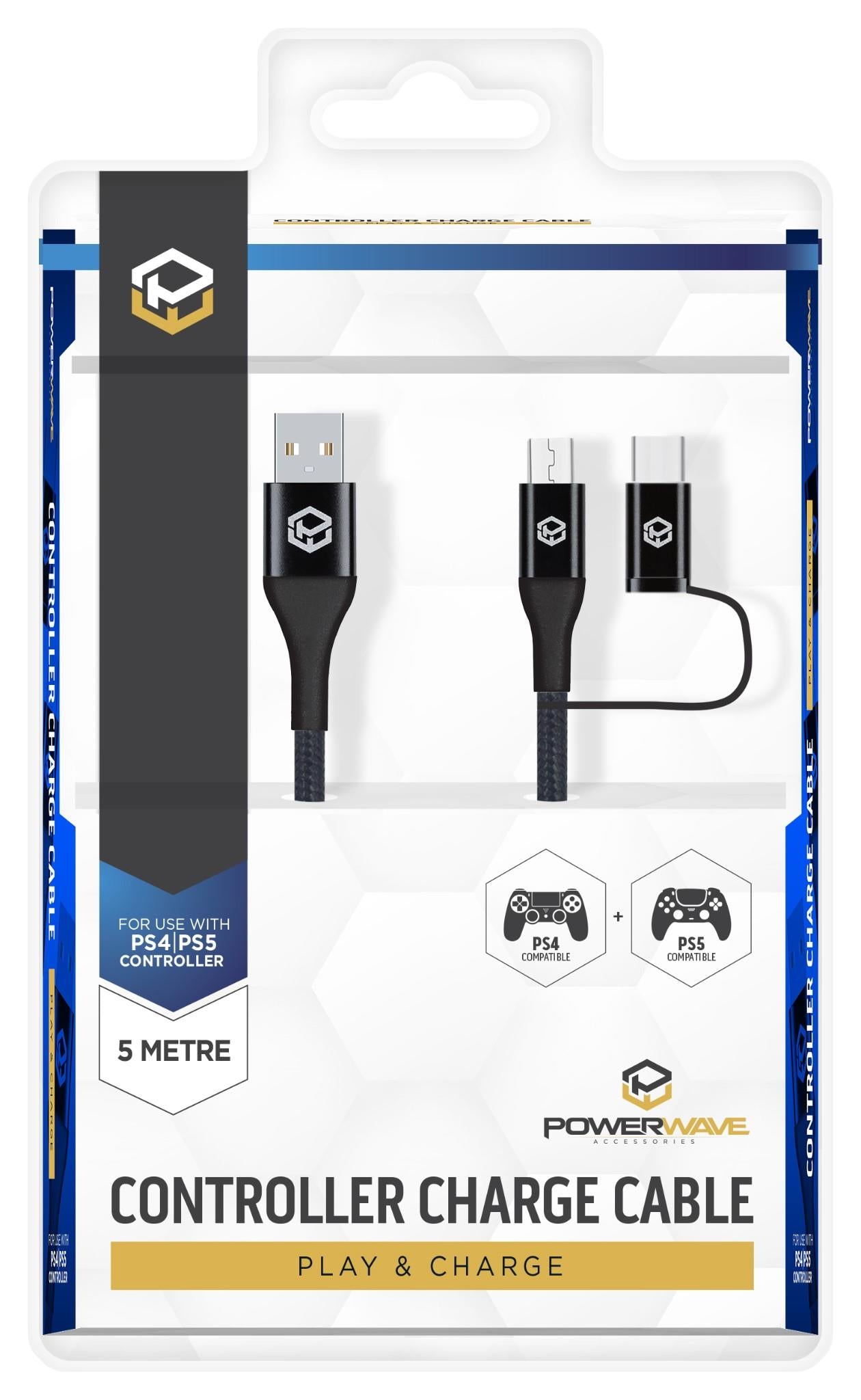 Powerwave 5m Controller Charge Cable for PlayStation
