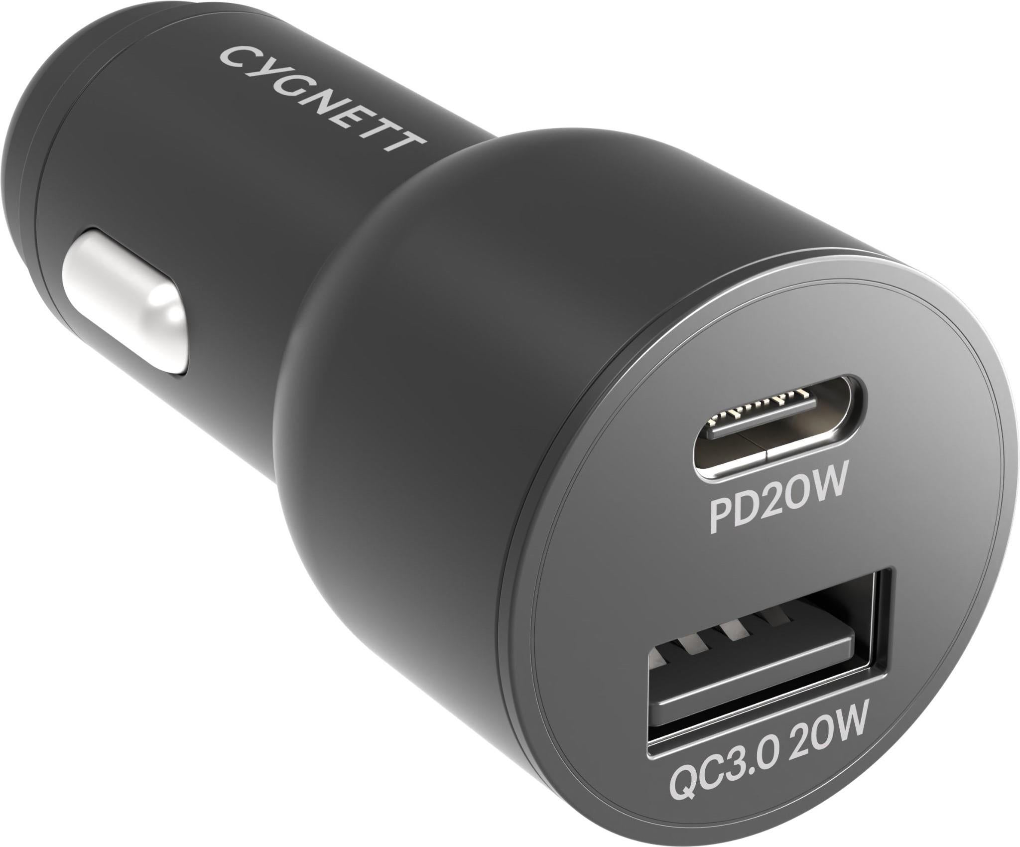 Cygnett CarPower 20W Dual Port USB-C/A Car Charger