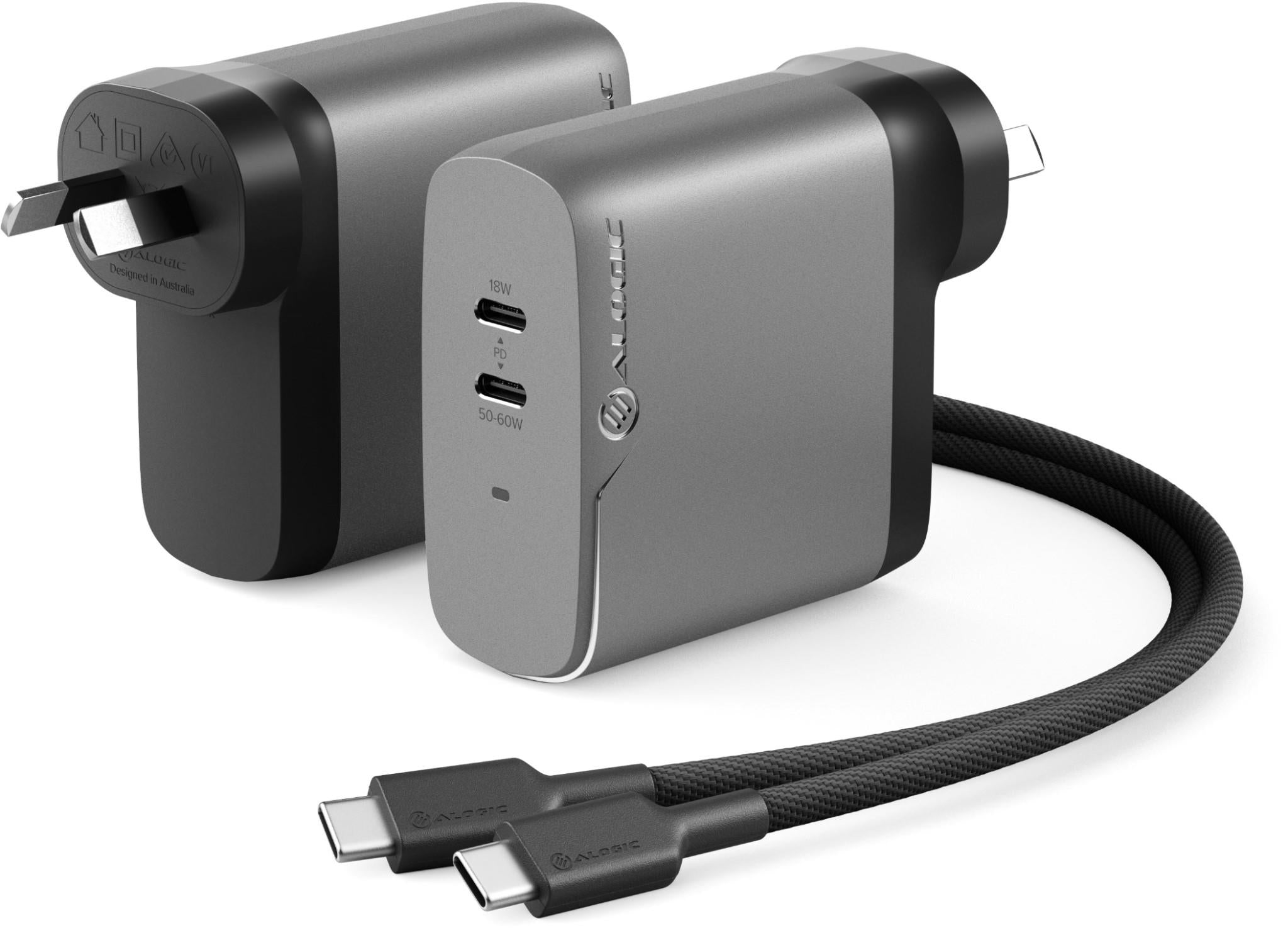 ALOGIC Rapid Power 2 Port 68W GaN Charger (Space Grey)