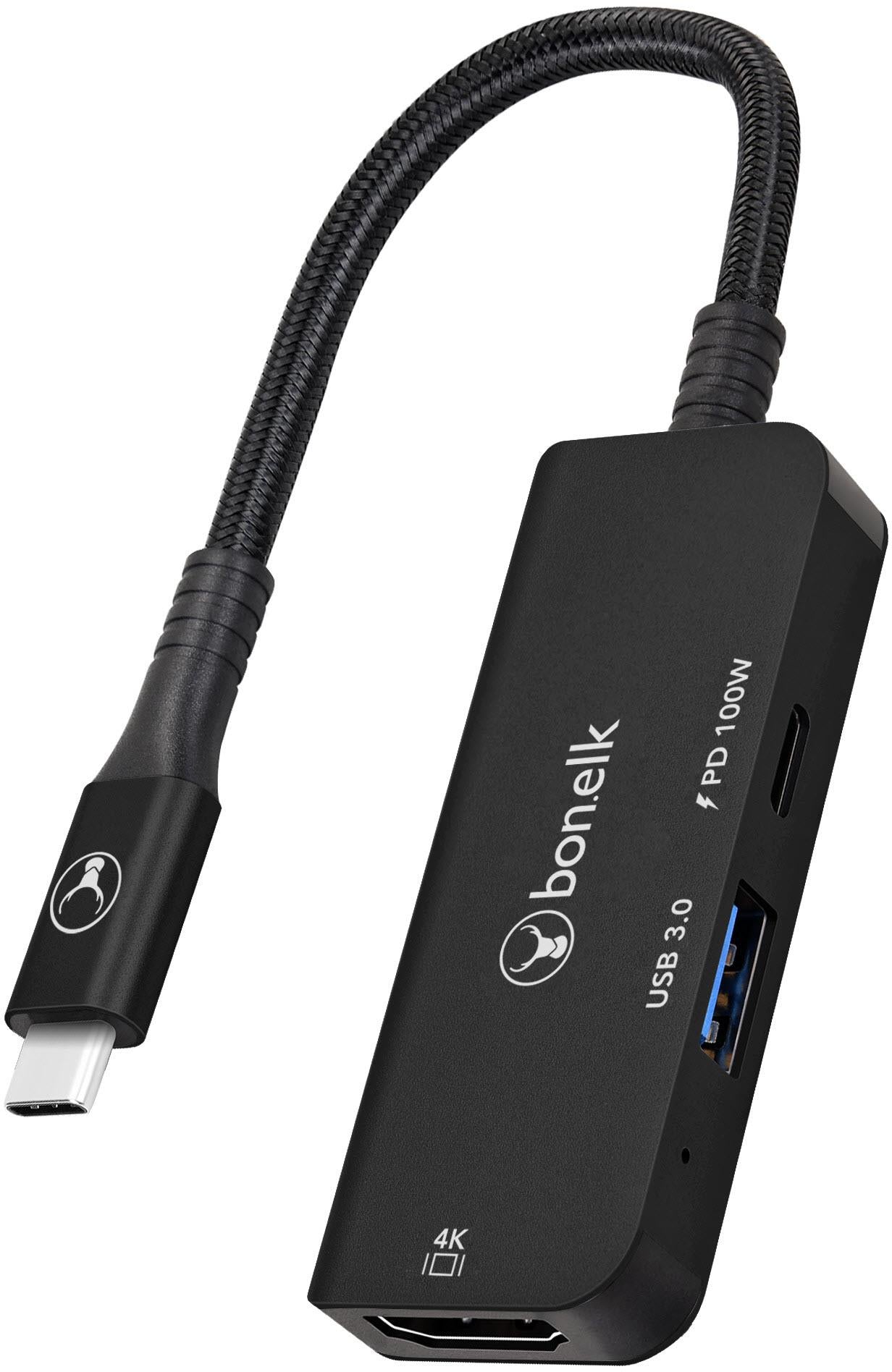 Bonelk Long-Life USB-C 3 in 1 Multiport Hub (Black)