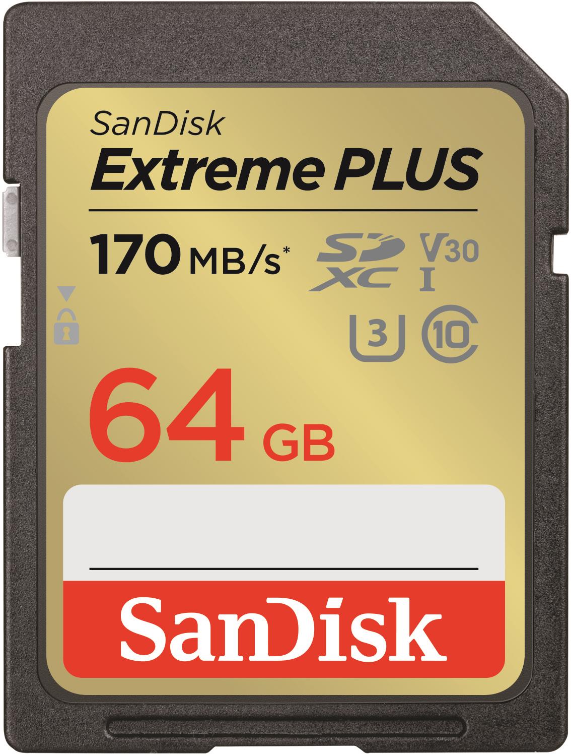 SanDisk Extreme PLUS SDXC 64GB 170MB/s Memory Card [2022]