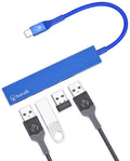 Bonelk Long-Life USB-C to 4 Port USB 3.0 Slim Hub (Blue)
