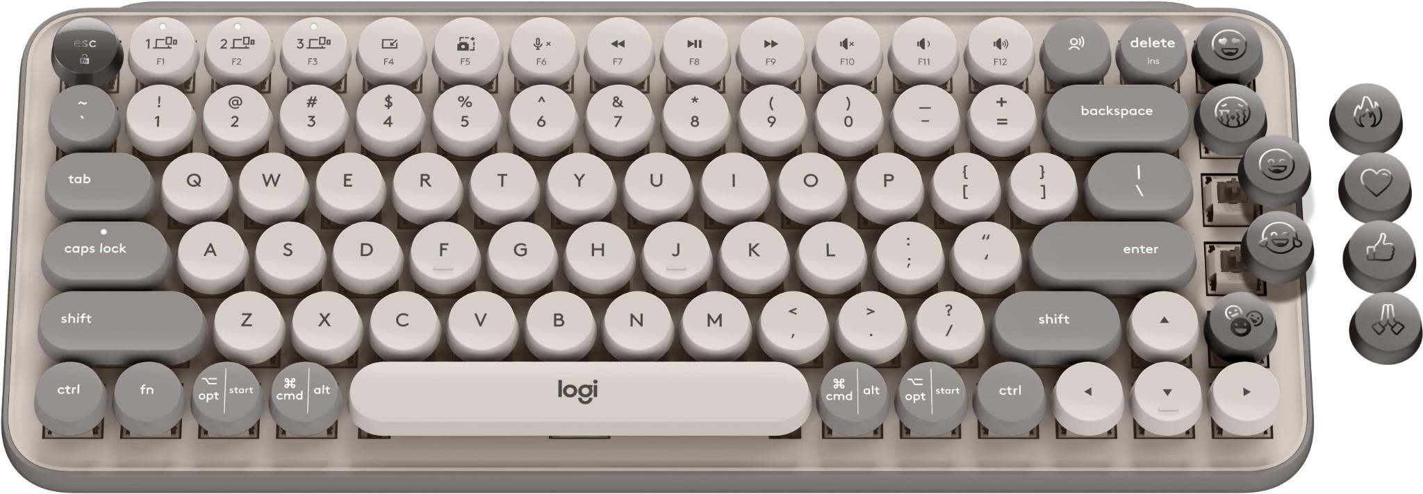 Logitech POP Keys Wireless Mechanical Keyboard with Emoji Keys (Mist Sand)