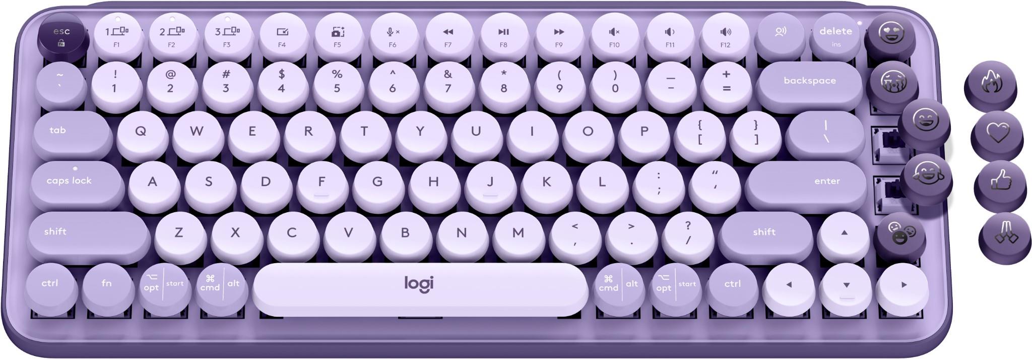 Logitech POP Keys Wireless Mechanical Keyboard with Emoji Keys (Cosmos Lavender)