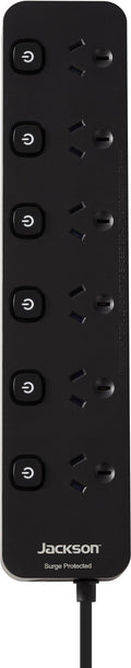 Jackson 6 Way Switched Surge Protected Powerboard
