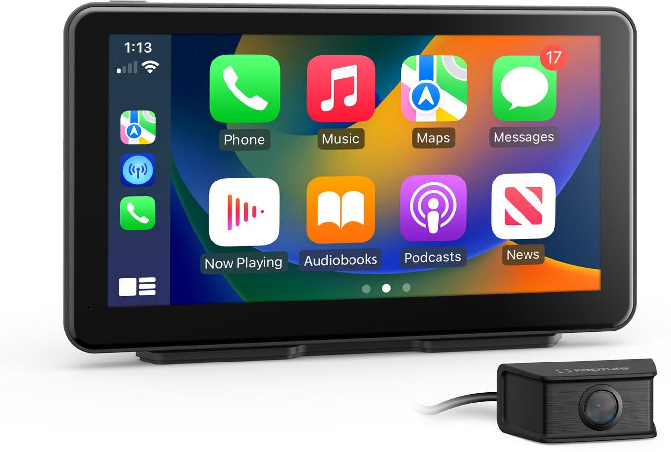 Kapture KPT-W72 Wireless 7' Apple Carplay Android Auto Navigation with Front & Rear Dash Camera