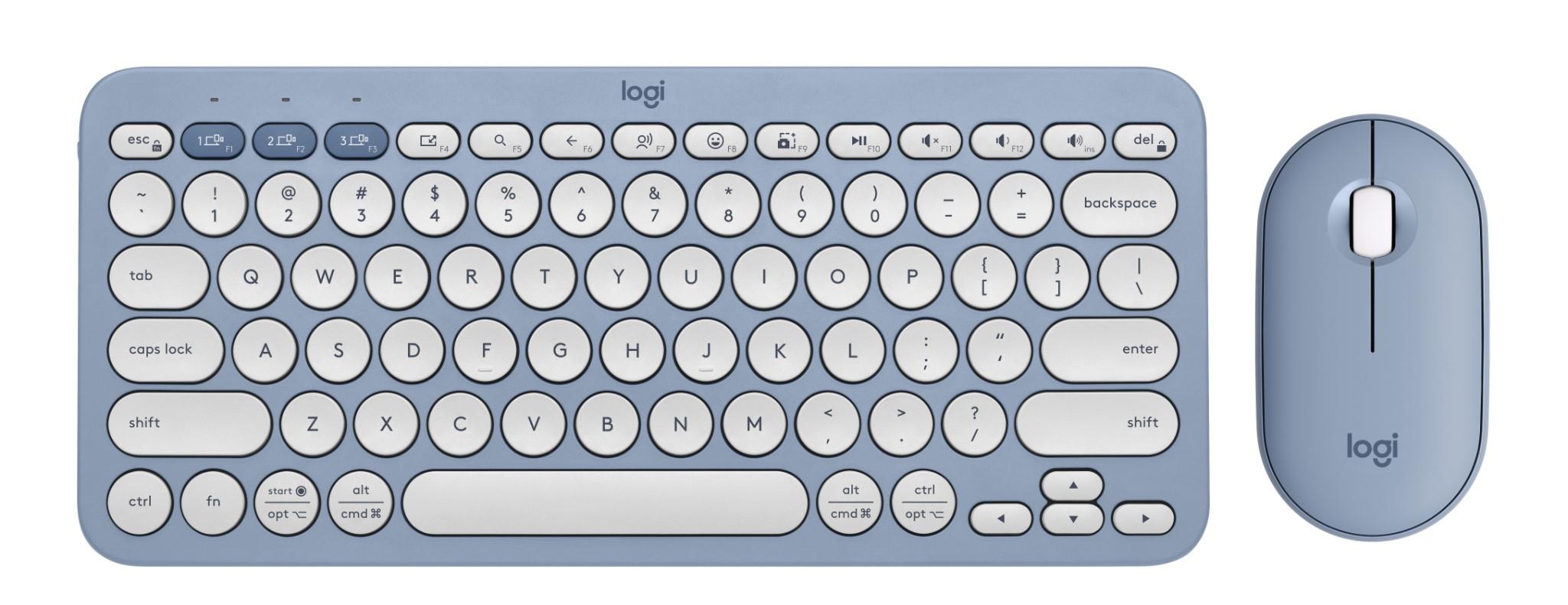 Logitech K380S Pebble 2 Combo Wireless Keyboard & Mouse (Blue)