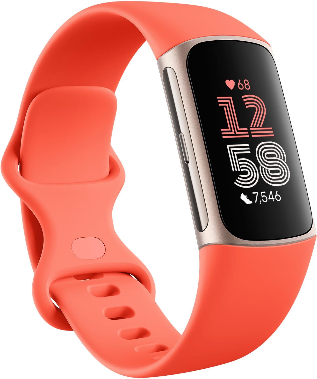 Fitbit Charge 6 Fitness Tracker (Coral/Champagne Gold Aluminium)