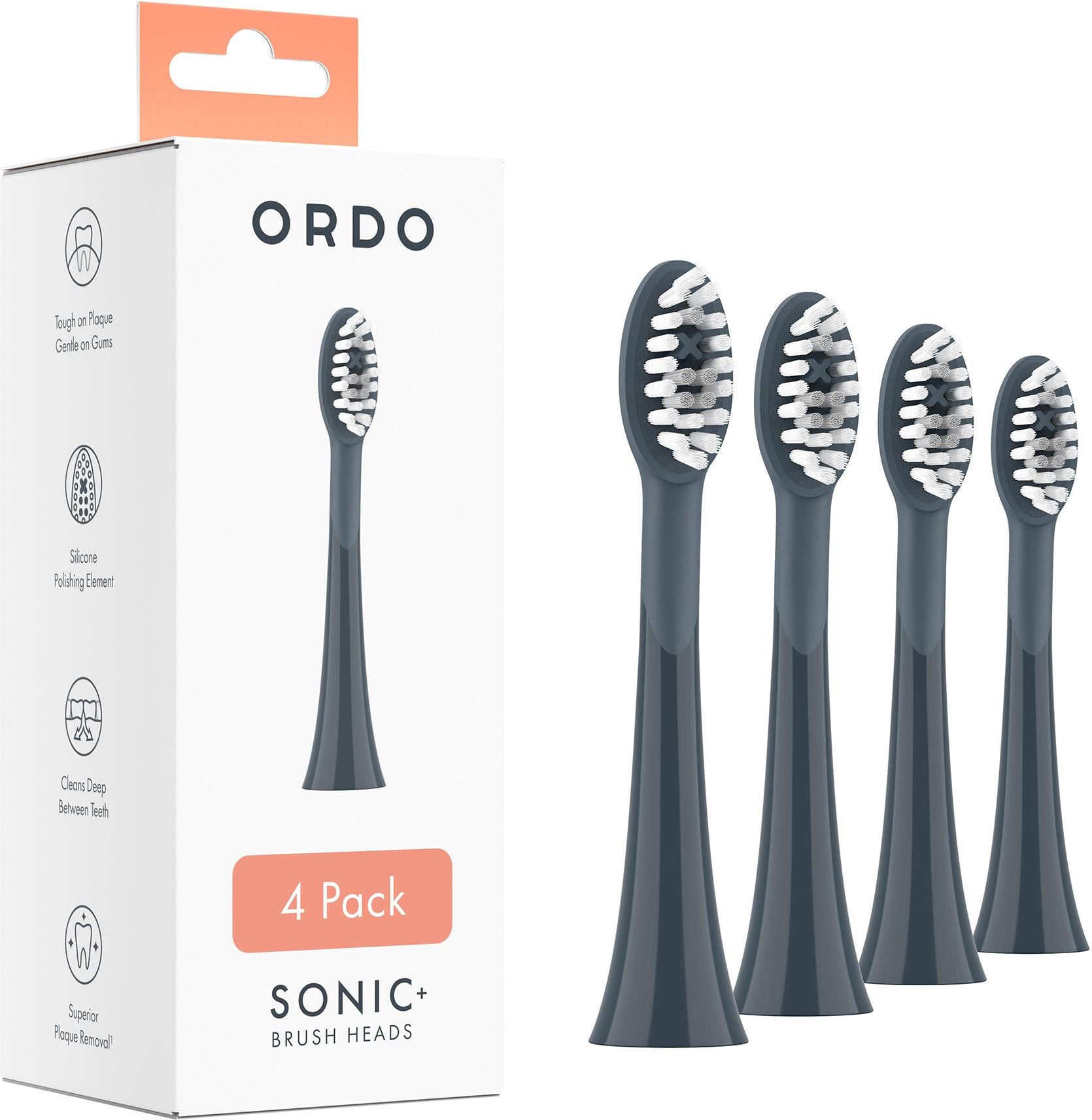 Ordo Sonic+ Brush Heads 4 pack (Charcoal Grey)