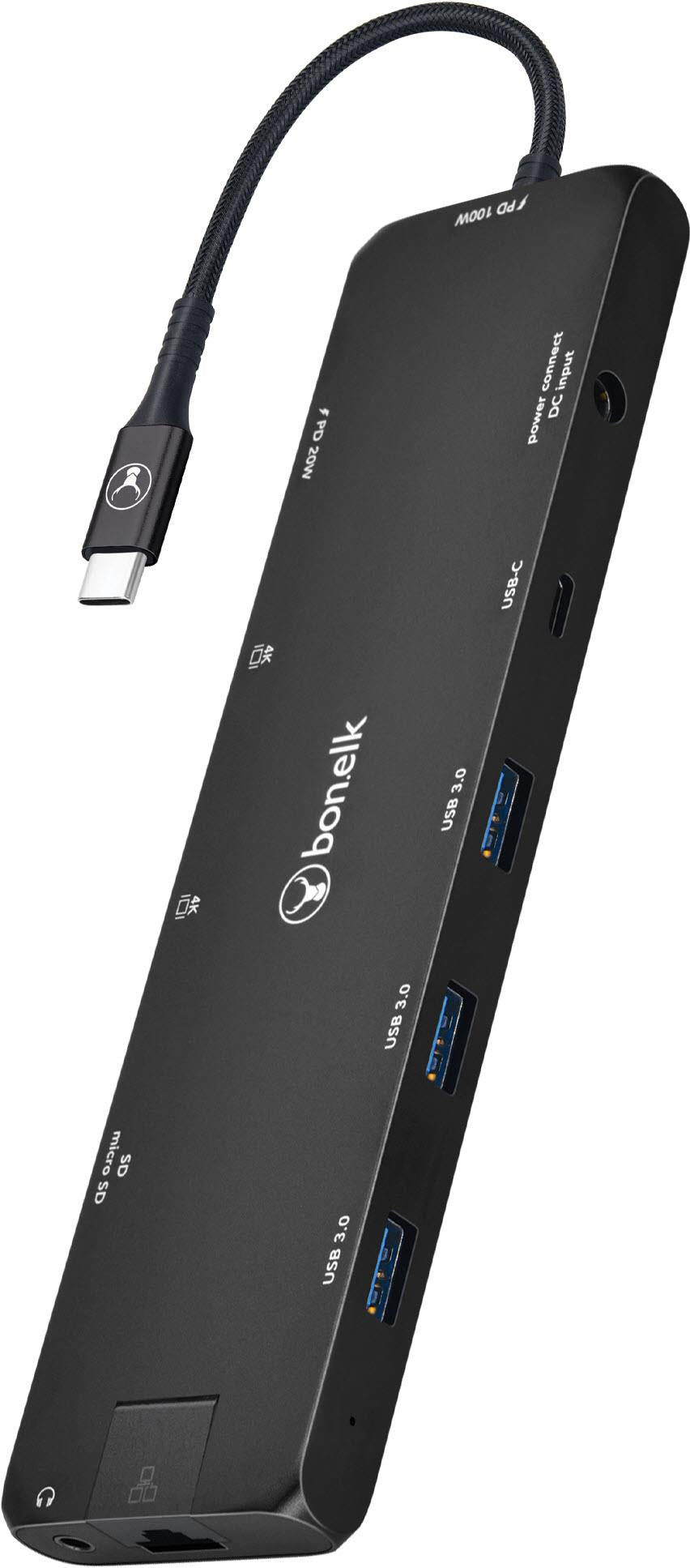 Bonelk Long-Life 12-in-1 USB-C Multiport Slim Powered Hub (Black)