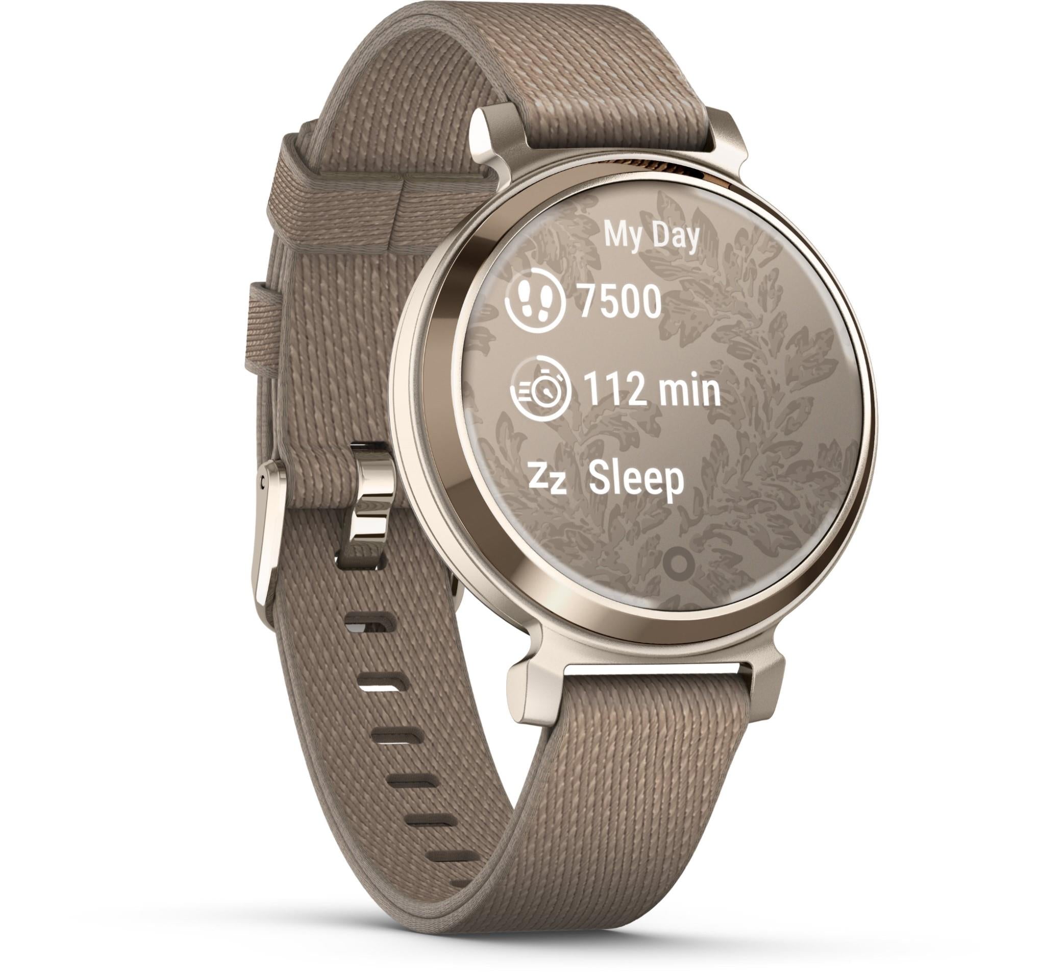 Garmin Lily® 2 Classic. Cream Gold with Coffee Fabric Band