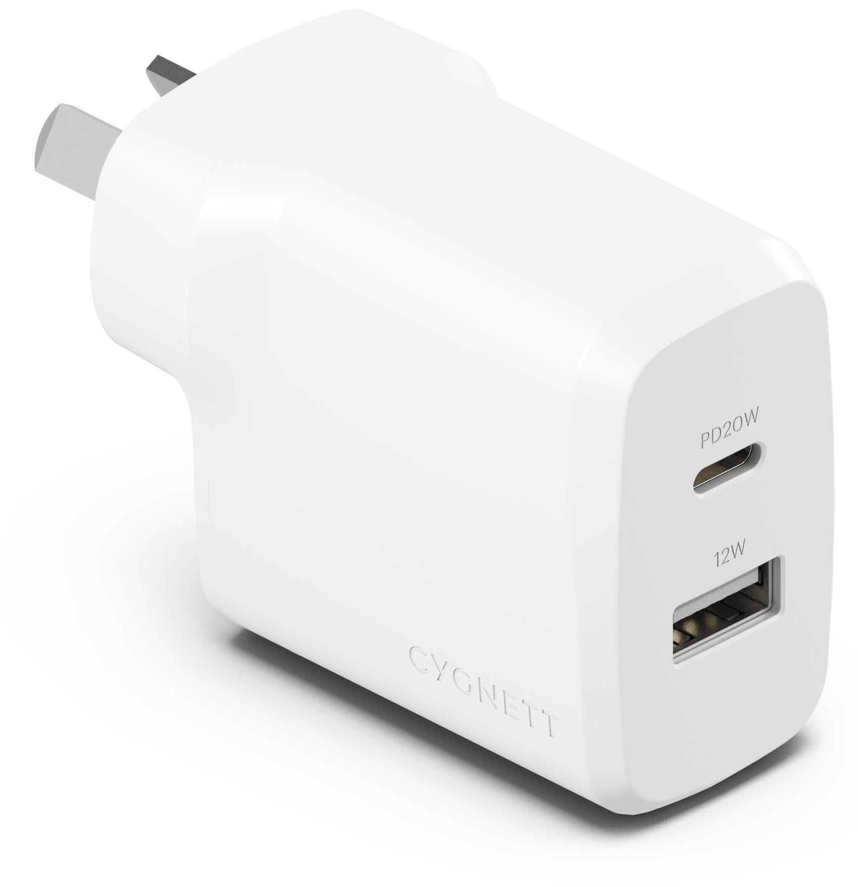 Cygnett Powerplus 32W PD Dual Port Wall Charger (White)