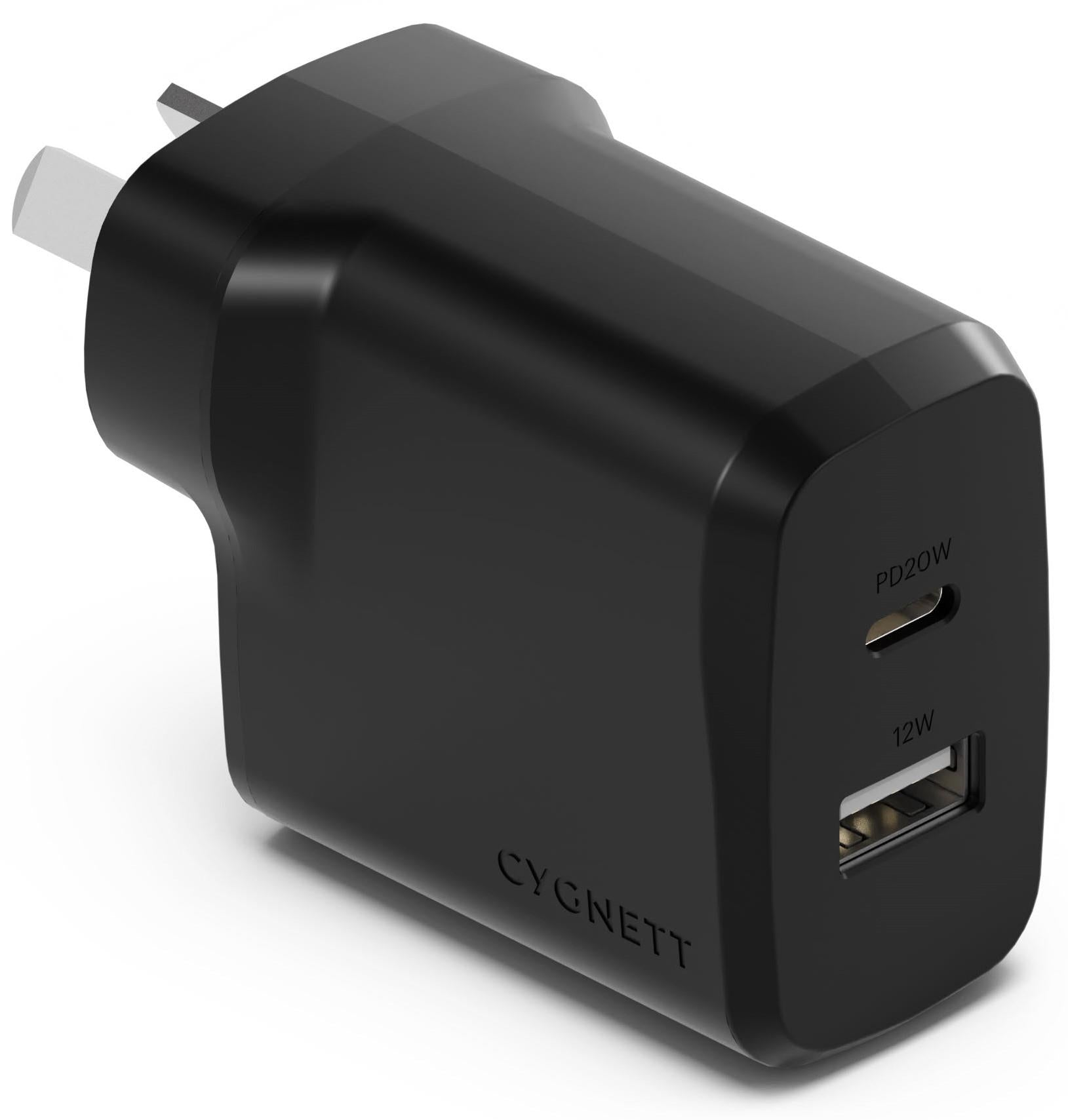 Cygnett Powerplus 32W PD Dual Port Wall Charger (Black)