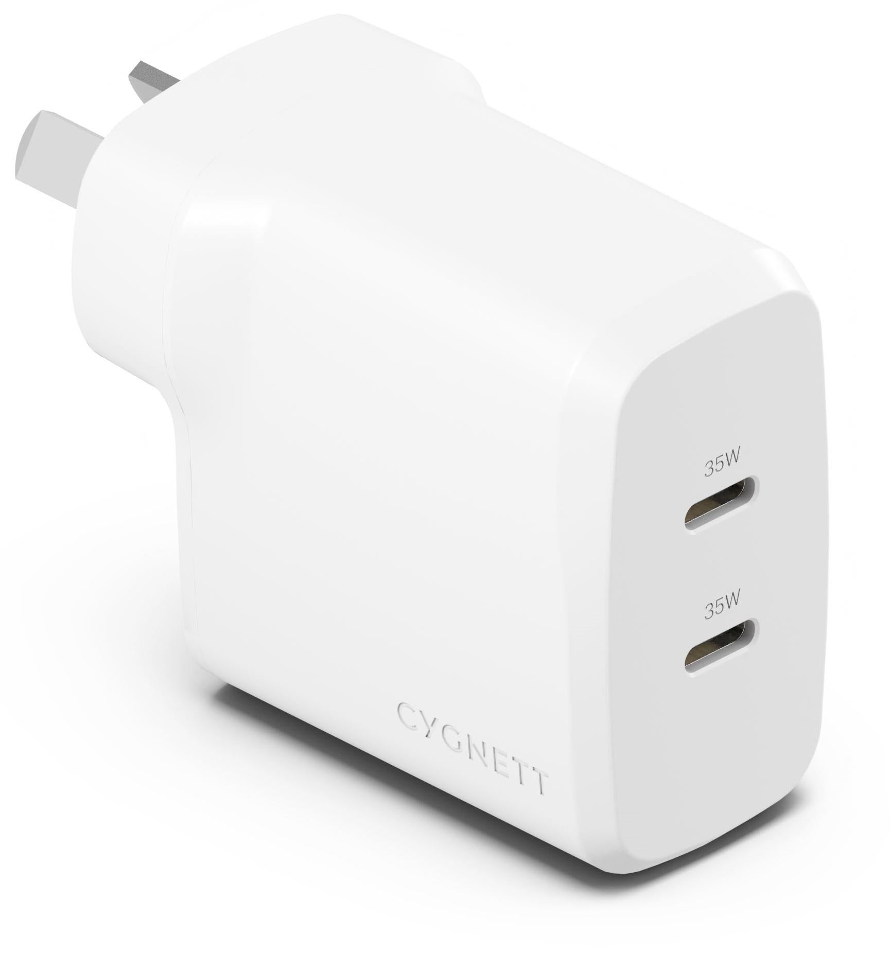 Cygnett PowerPlus 35W Dual Port USB-C Wall Charger (White)