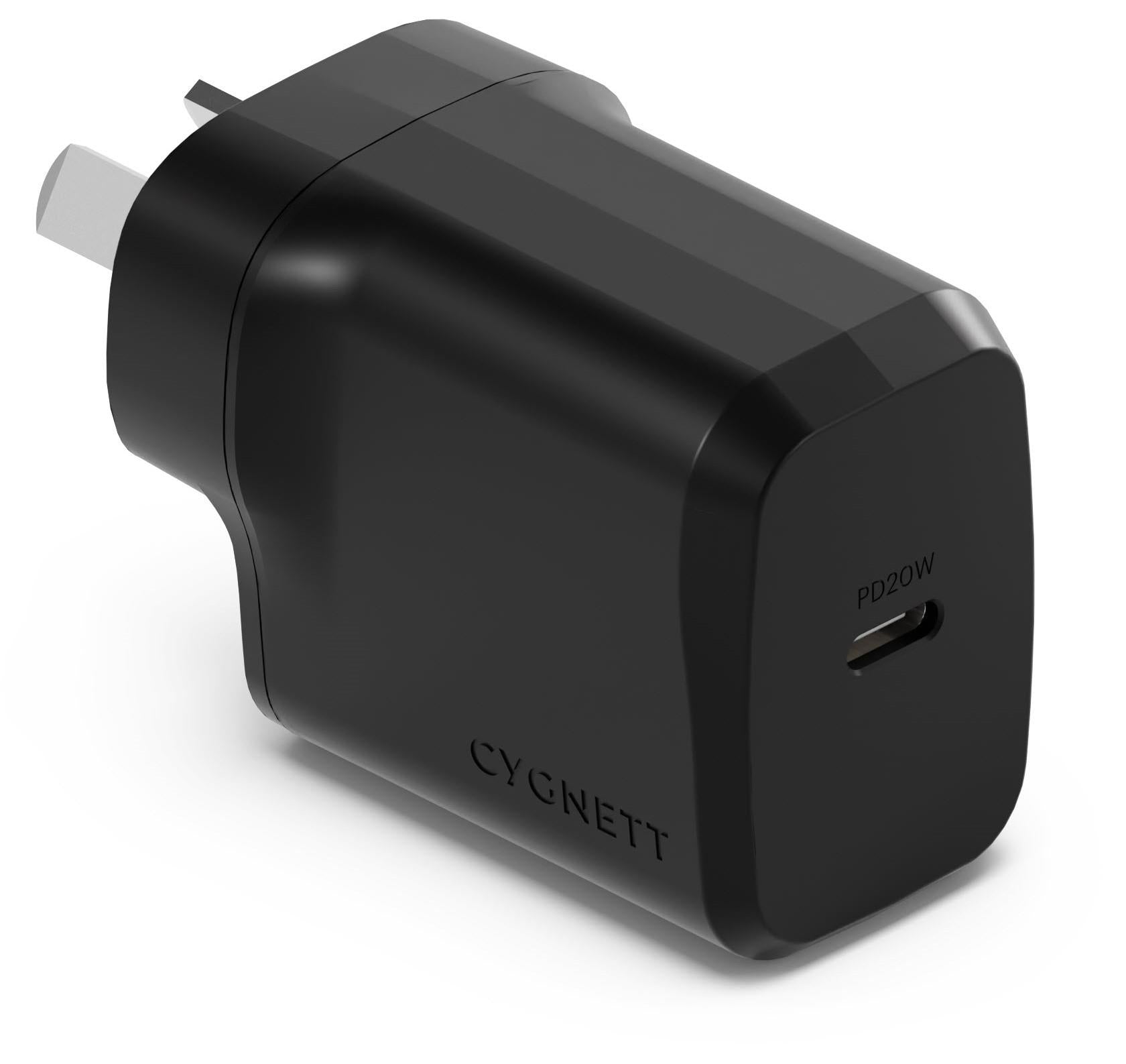 Cygnett PowerPlus 20W Single Port USB-C Wall Charger (Black)