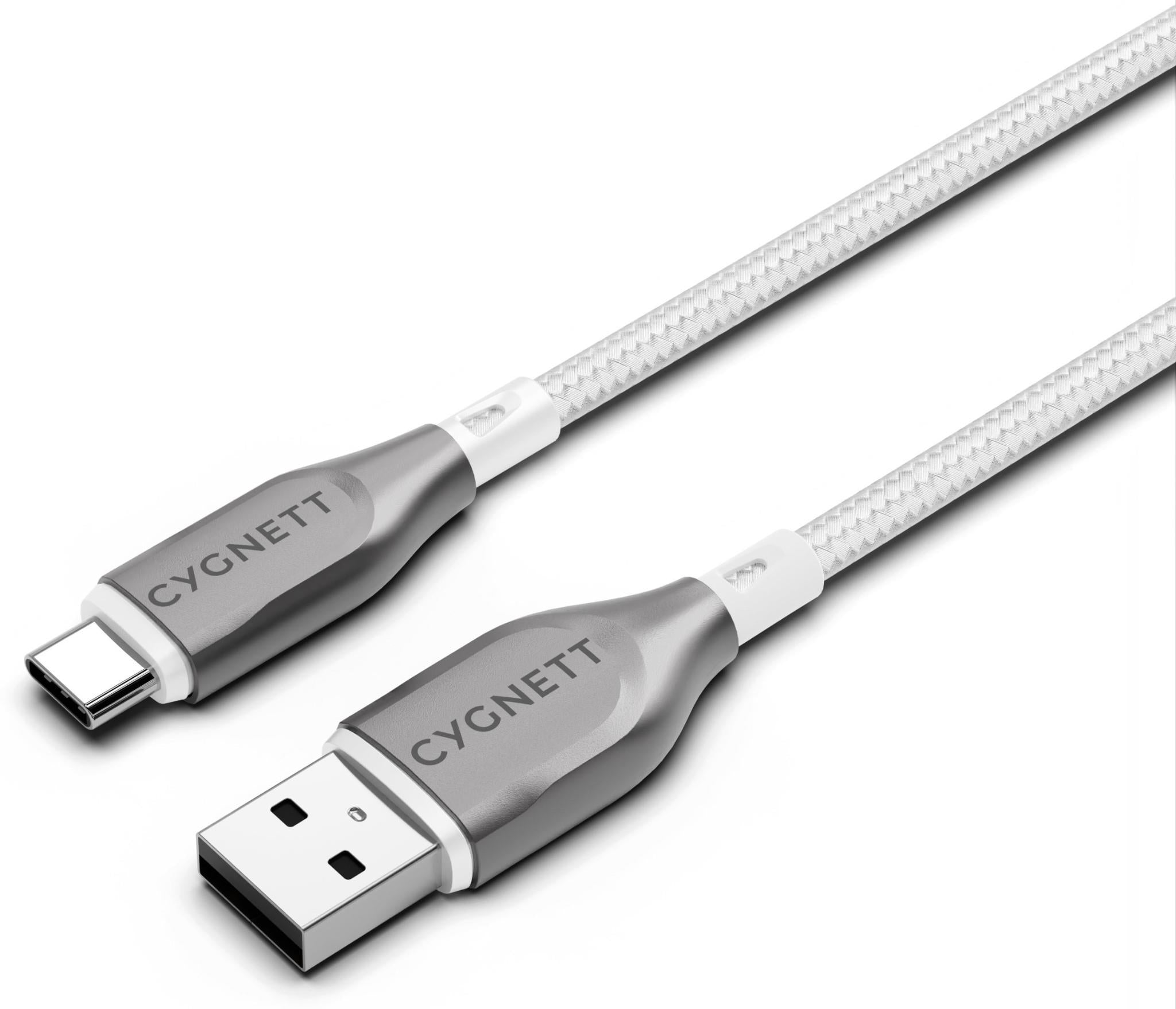 Cygnett Armoured USB-C to USB-A Cable 2M (White)