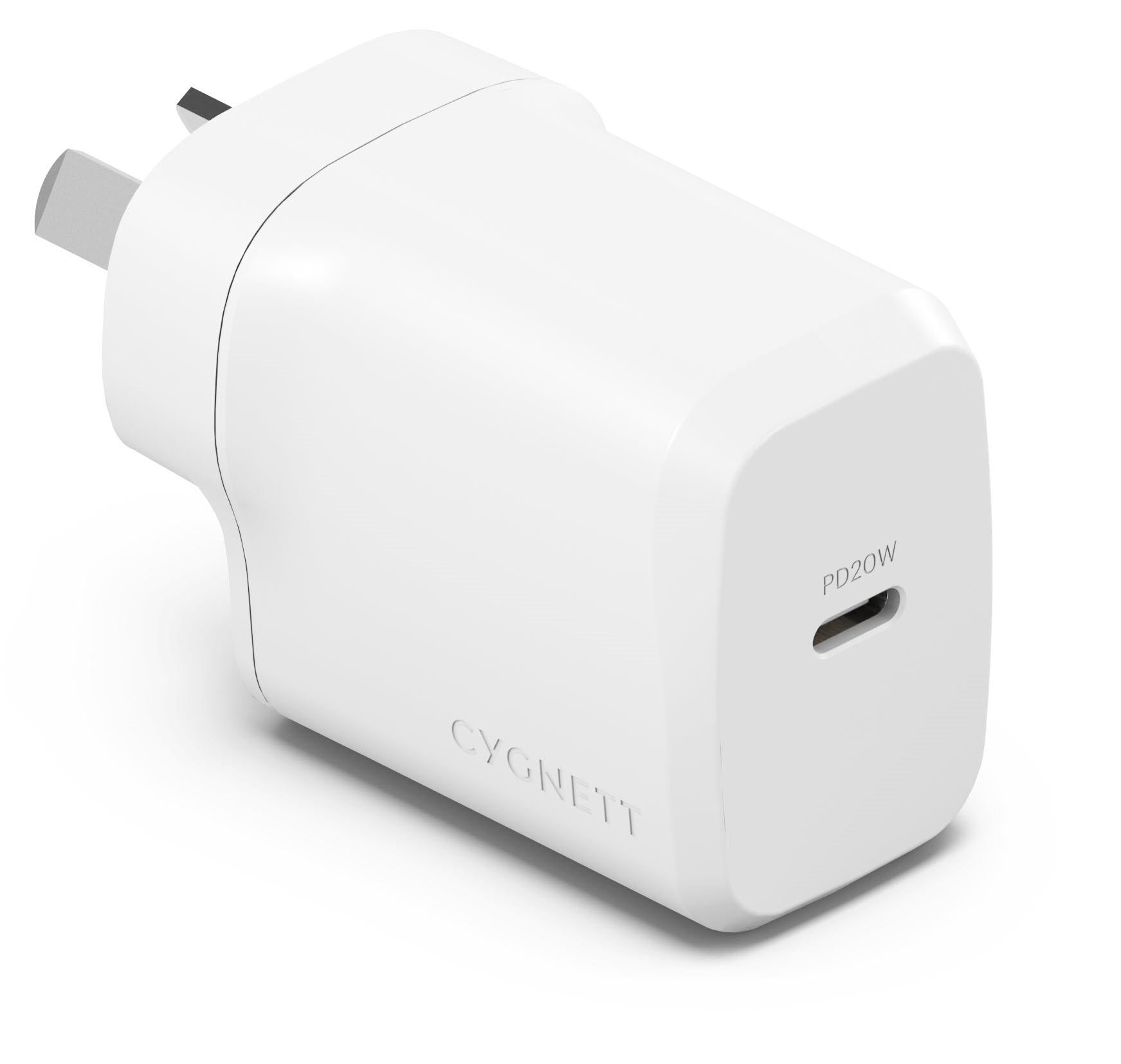 Cygnett PowerPlus 20W Single Port USB-C Wall Charger (White)