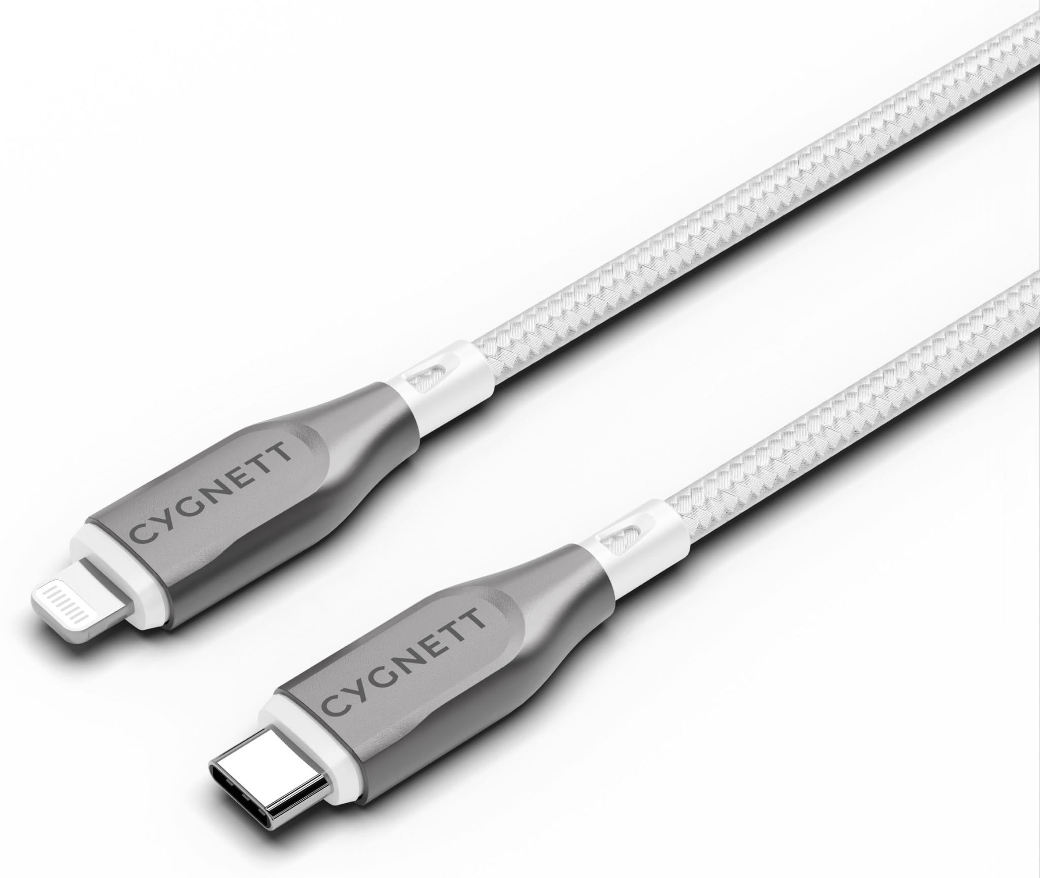 Cygnett Armoured Lightning to USB-C Cable 2M (White)