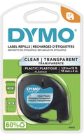 Dymo LetraTag Plastic Label Black on Clear  tape