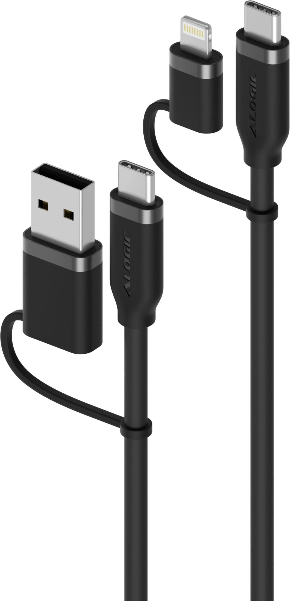 ALOGIC Elements Silicone Archer 4-in-1 100W USB 2.0 Cable 1.5m (Black)