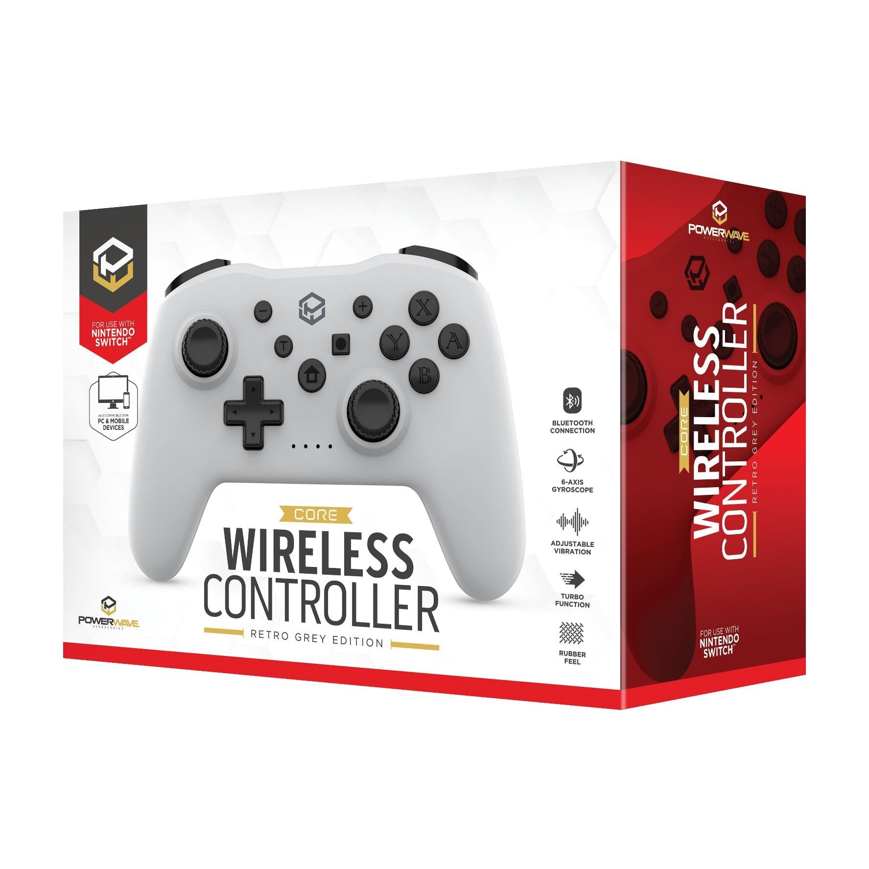 Powerwave Core Wireless Controller Retro Grey for Nintendo Switch