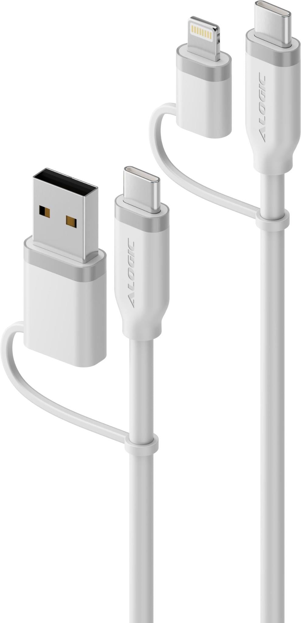 ALOGIC Elements Silicone Archer 4-in-1 100W USB 2.0 Cable 1.5m (White)
